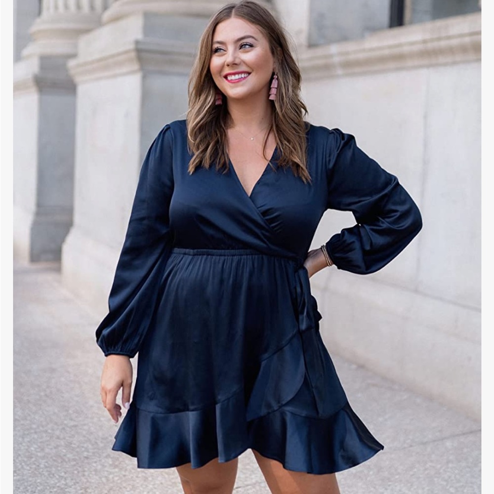 Caralyn Mirand The Drop navy blue wrap dress size XL